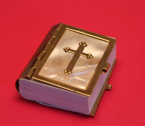 little metal box with tiny bible inside|Box for Small Bible .